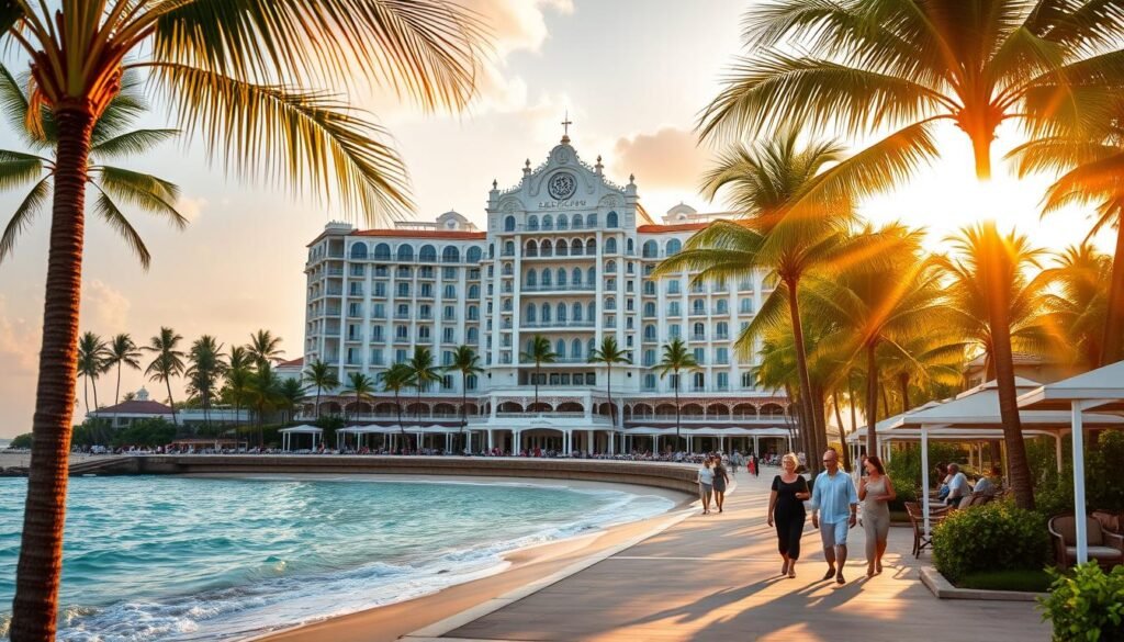 A stunning beachfront resort nestled along the breathtaking East Coast, where azure waters gently lap against pristine sands. A grand, colonial-style hotel stands tall, its white-washed facade and ornate architectural details basking in the warm, golden glow of the setting sun. Swaying palm trees and lush tropical foliage frame the scene, creating a serene and luxurious ambiance. Guests stroll leisurely along the promenade, taking in the picturesque views and the promise of indulgent amenities within. The image exudes a sense of timeless elegance and sophisticated coastal living, perfectly capturing the essence of the East Coast's premier beach resort destination. A stunning beachfront resort nestled along the breathtaking East Coast, where azure waters gently lap against pristine sands. A grand, colonial-style hotel stands tall, its white-washed facade and ornate architectural details basking in the warm, golden glow of the setting sun. Swaying palm trees and lush tropical foliage frame the scene, creating a serene and luxurious ambiance. Guests stroll leisurely along the promenade, taking in the picturesque views and the promise of indulgent amenities within. The image exudes a sense of timeless elegance and sophisticated coastal living, perfectly capturing the essence of the East Coast's premier beach resort destination.